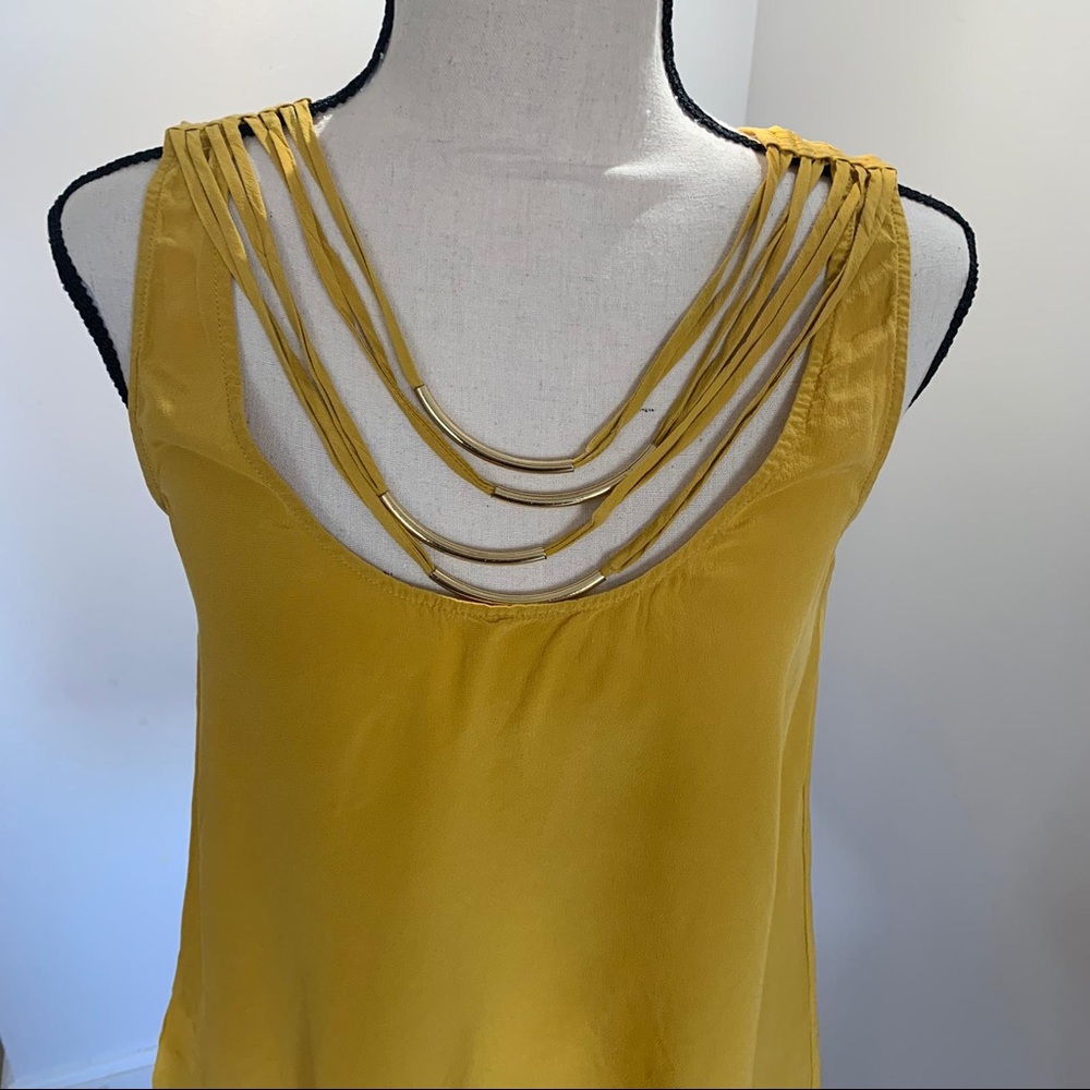BCBGMAXAZRIA Gold Accent Blouse & Denim Short - Picture 7 of 12